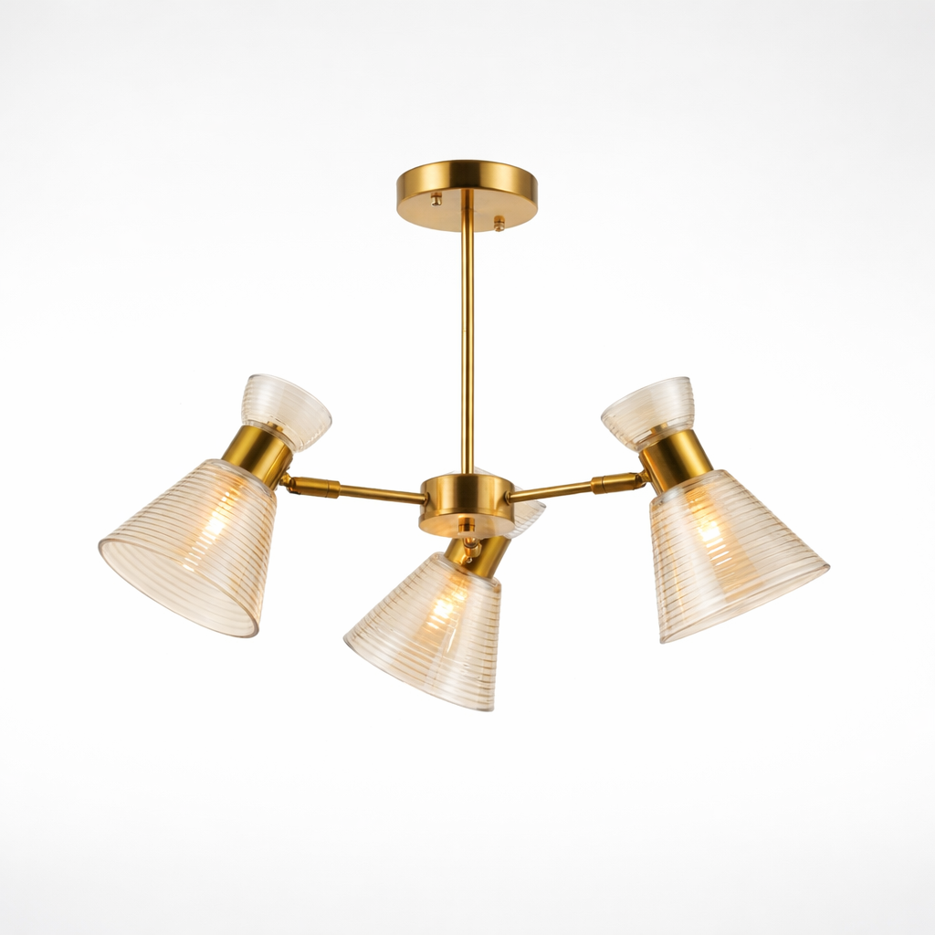 Decorative Glass Chandelier Gold Finish 3C