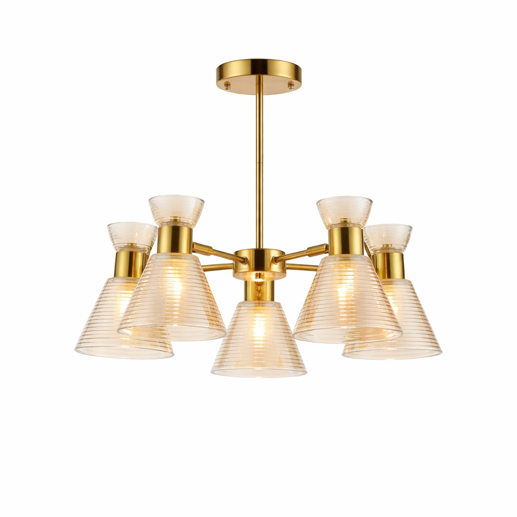 Decorative Glass Chandelier Gold Finish