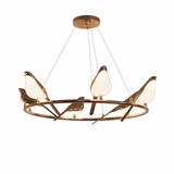 Modern Bird Ring LED Chandelier – Rose Gold – 6 Lights